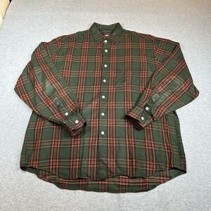 Vintage YAMATO‎ Made in Japan forest-green/orange plaid flannel shirt  Large